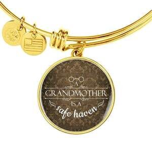 To My Girlfriend A Grandmother Is A Safe Haven Circle Bangle Bracelet Stainless
